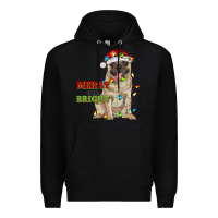 Black merry and bright pug Premium Hoodie - RanaPortraitStore