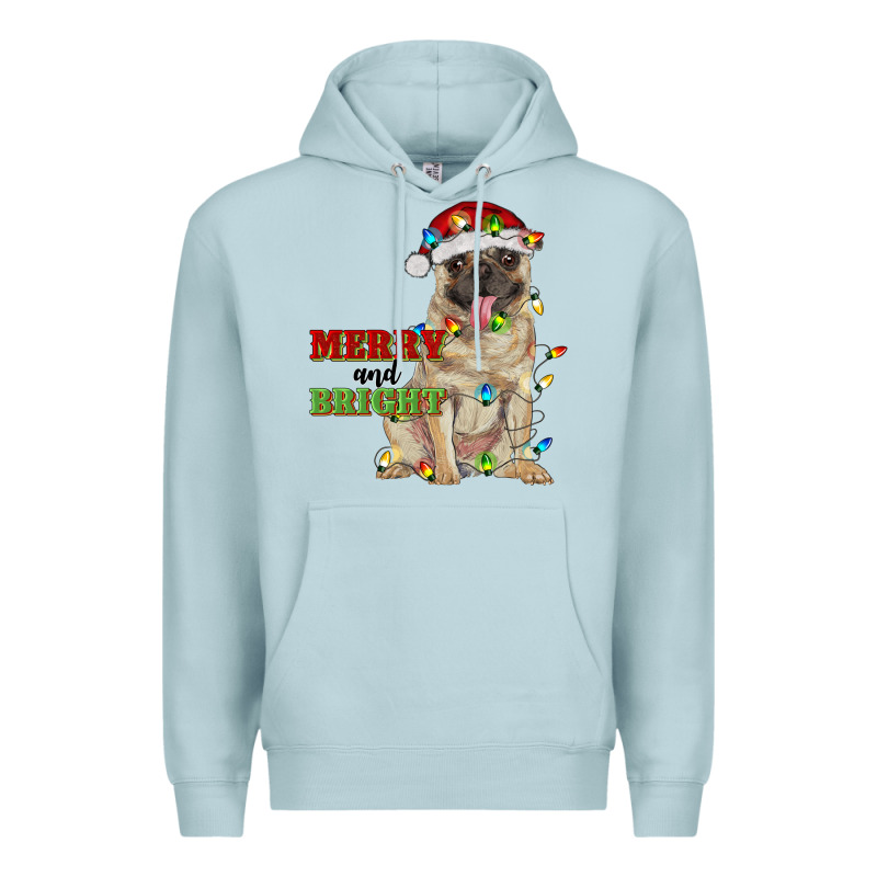 Merry And Bright Pug Premium Hoodie by RanaPortraitStore | Teevron