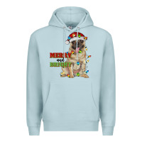 Blue Mist merry and bright pug Premium Hoodie - RanaPortraitStore