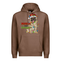 Chestnut merry and bright pug Premium Hoodie - RanaPortraitStore