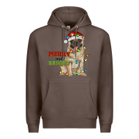 Coffee merry and bright pug Premium Hoodie - RanaPortraitStore