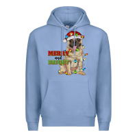 Colony Blue merry and bright pug Premium Hoodie - RanaPortraitStore