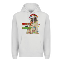Dove Grey merry and bright pug Premium Hoodie - RanaPortraitStore