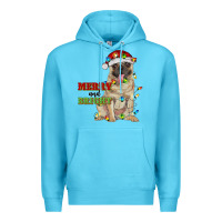 Ocean Blue merry and bright pug Premium Hoodie - RanaPortraitStore