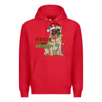 Red merry and bright pug Premium Hoodie - RanaPortraitStore