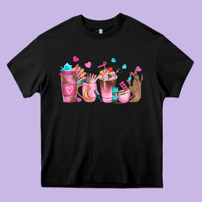 Nail Tech Coffee Cups Heavy Core Tee Designed By Nancycooperartshop