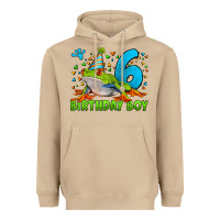 Mushroom birthday boy frog age 6 Heavyweight Hoodie - LillyAllenDesigns