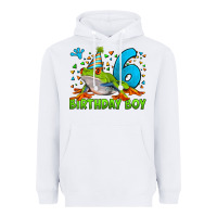 White birthday boy frog age 6 Heavyweight Hoodie - LillyAllenDesigns