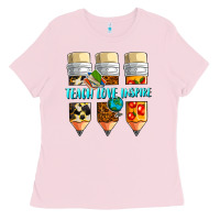 Bubblegum Pink teach love inspire Ladies Tee - NancyCooperArtShop