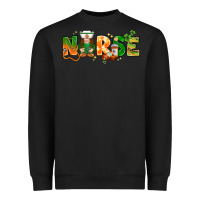 Black St. Patrick's Day Nurse with gnome Heavyweight Sweatshirt - HowdyJamesFarm