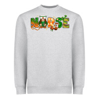 Heather Grey St. Patrick's Day Nurse with gnome Heavyweight Sweatshirt - HowdyJamesFarm