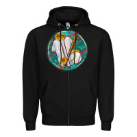 Black baseball with sunflower round earrings Zipper Hoodie - BundleAndBundleShop