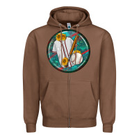 Chestnut baseball with sunflower round earrings Zipper Hoodie - BundleAndBundleShop