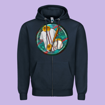 Baseball With Sunflower Round Earrings Zipper Hoodie Designed By Bundleandbundleshop