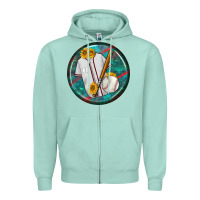 Seafoam baseball with sunflower round earrings Zipper Hoodie - BundleAndBundleShop