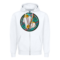 White baseball with sunflower round earrings Zipper Hoodie - BundleAndBundleShop