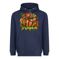 Navy Hello Pumpkin Heavyweight Hoodie - CowhideDigitalArt