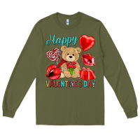 Army Green happy valentines day Valentine's Day Long Sleeve Tee - HowdyJamesFarm
