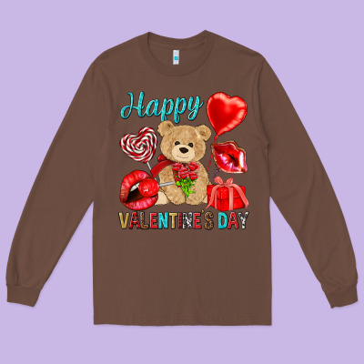Happy Valentines Day Valentine's Day Long Sleeve Tee Designed By Howdyjamesfarm