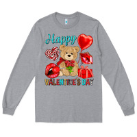 Heather Grey happy valentines day Valentine's Day Long Sleeve Tee - HowdyJamesFarm