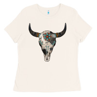 Bone Cowhide Bull Skull Ladies Tee - Jasminsmagicworld