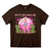 Chocolate Brown pretty girls walk like this this Heavy Core Tee - NancyCooperArtShop