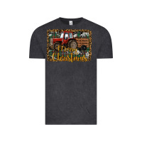 Vintage Black Merry Christmas Tractor Vintage Tee - RanaPortraitStore