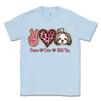 Dusty Blue Peace Love Shih Tzu Classic Tee - Bettercallsaul