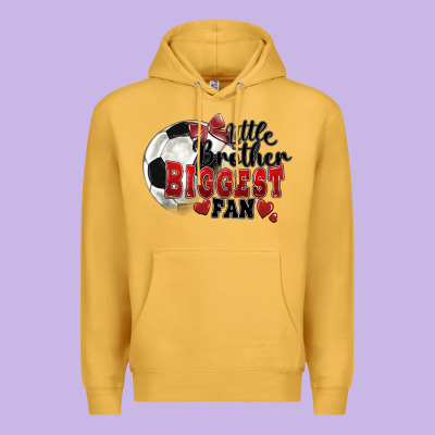 Little Brother Biggest Fan Soccer Premium Hoodie Designed By Fadigitalartstudio