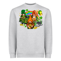 Heather Grey St. Patrick's Day gnomies with leopard tumbler Heavyweight Sweatshirt - HowdyJamesFarm
