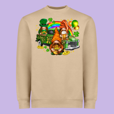 St. Patrick's Day Gnomies With Leopard Tumbler Heavyweight Sweatshirt Designed By Howdyjamesfarm