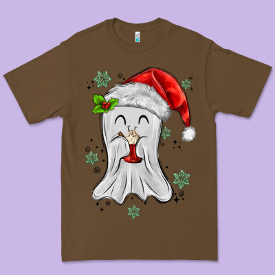 Merry Christmas Ghost Premium Tee Designed By Maliassmallbusiness