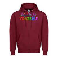 Burgundy Western Dare To Be Yourself LGBTQ Zipper Hoodie - BundleAndBundleShop