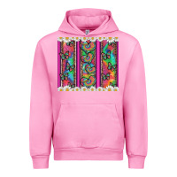 Fuchsia Pink tie dye hearts and butterfly with flowers Urban Hoodie - Artiststas