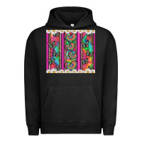 Pigment Black tie dye hearts and butterfly with flowers Urban Hoodie - Artiststas