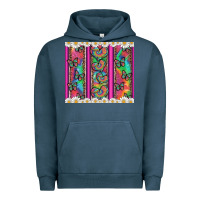 Pigment Midnight Navy tie dye hearts and butterfly with flowers Urban Hoodie - Artiststas