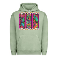 Pigment Oil Green tie dye hearts and butterfly with flowers Urban Hoodie - Artiststas