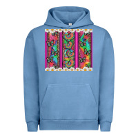 Pigment Pebble Blue tie dye hearts and butterfly with flowers Urban Hoodie - Artiststas