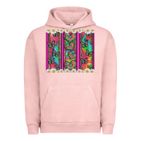 Pigment Salmon tie dye hearts and butterfly with flowers Urban Hoodie - Artiststas