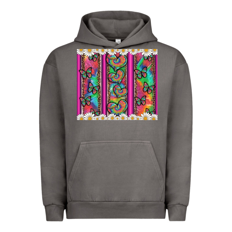 Tie Dye Hearts And Butterfly With Flowers Urban Hoodie by Artiststas | Teevron