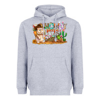 Heather Grey Easter Howdy Peeps Bunny Heavyweight Hoodie - CowhideDigitalArt