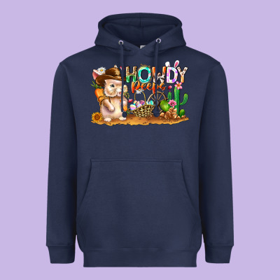 Easter Howdy Peeps Bunny Heavyweight Hoodie Designed By Cowhidedigitalart