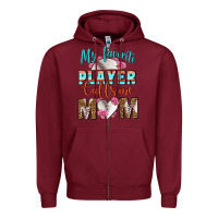 Burgundy My Favorite Player Calls Me Mom Zipper Hoodie - BundleAndBundleShop