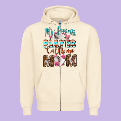 My Favorite Player Calls Me Mom Zipper Hoodie Designed By Bundleandbundleshop