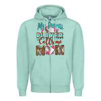 Seafoam My Favorite Player Calls Me Mom Zipper Hoodie - BundleAndBundleShop