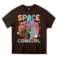 Chocolate Brown space cowgirl Heavy Core Tee - MaliasSmallBusiness