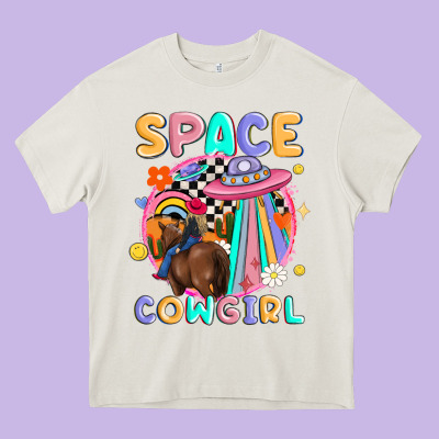 Space Cowgirl Heavy Core Tee Designed By Maliassmallbusiness