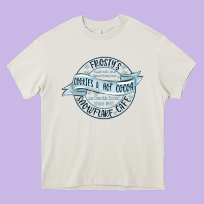 Frostys Snowflake Cafe Heavy Core Tee Designed By Maliassmallbusiness