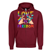 Burgundy Love Is Freedom Zipper Hoodie - BundleAndBundleShop