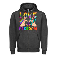 Charcoal Heather Love Is Freedom Zipper Hoodie - BundleAndBundleShop